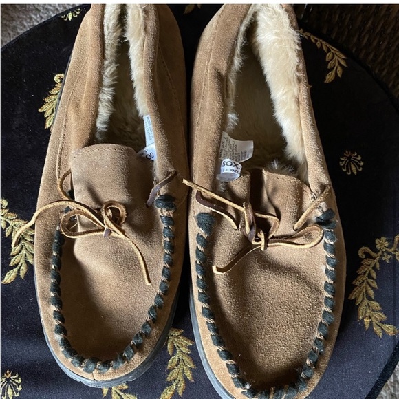 SOX SUEDE-LEATHER MOCCASIN LOAFER SLIP ONS WITH FAUX FUR 9 - Picture 2 of 5